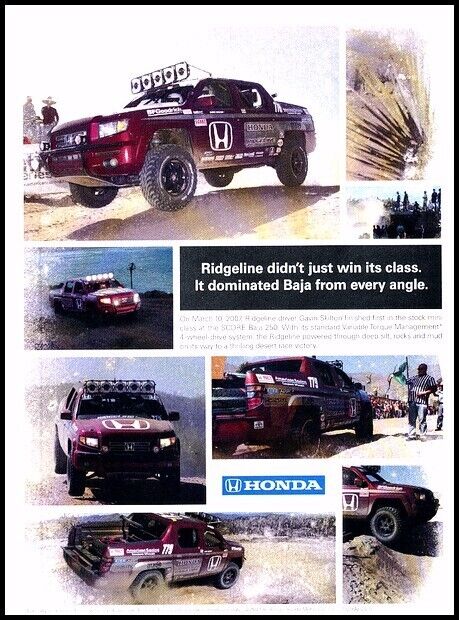2007 Honda Ridgeline Baja Race Original Advertisement Car Print Ad D80