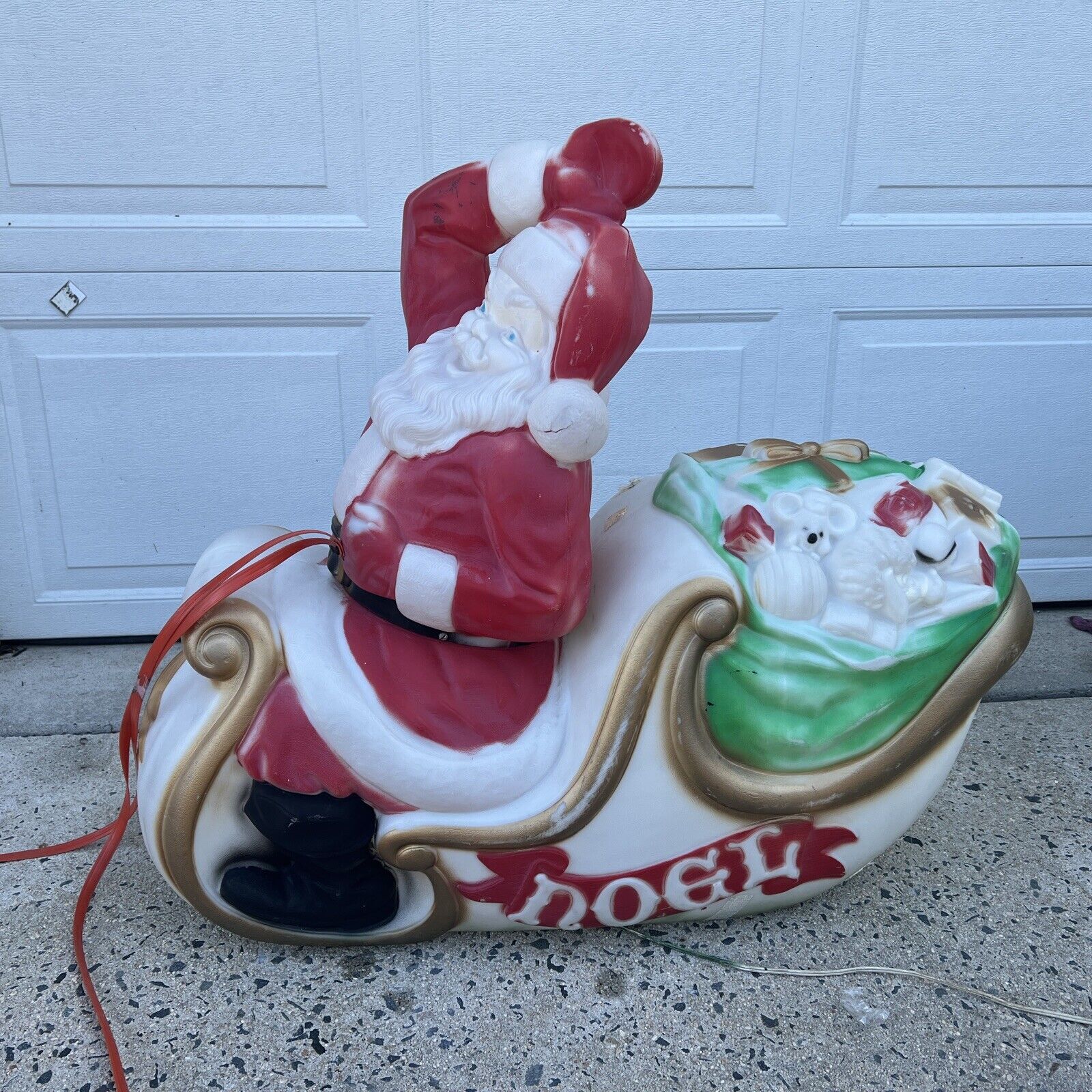 Vintage 1970 Empire Santa in Sleigh Lighted - Blow Mold, 