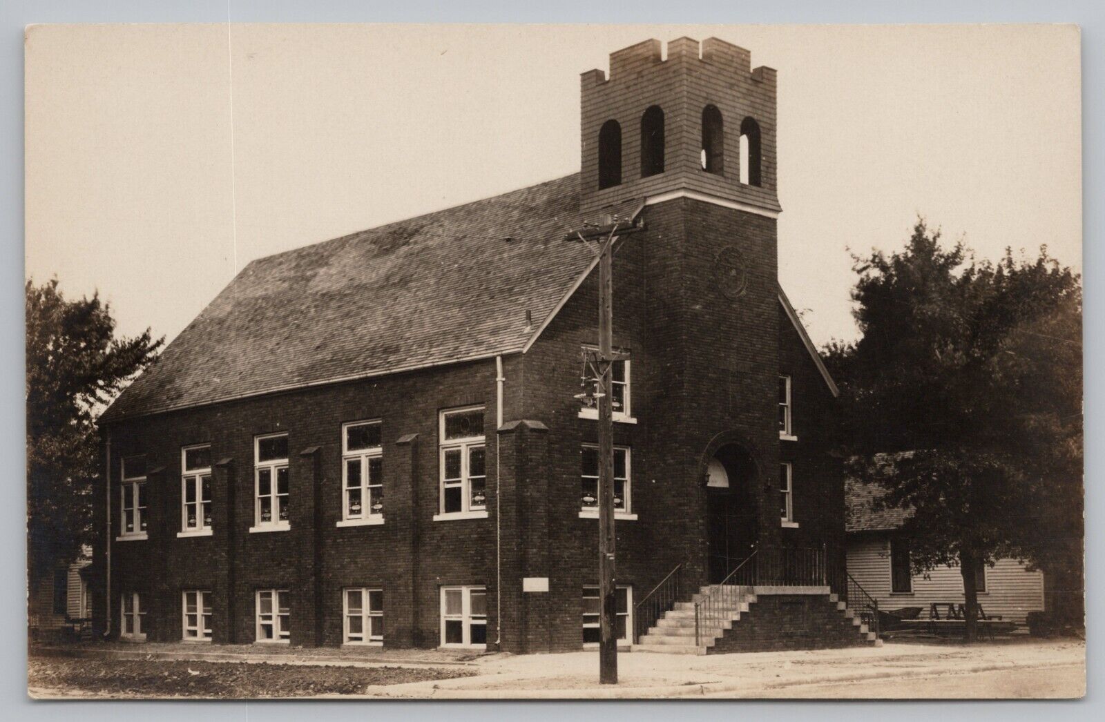 Real Photo Postcard Church or Schoolhouse c1920 Antique  RPPC