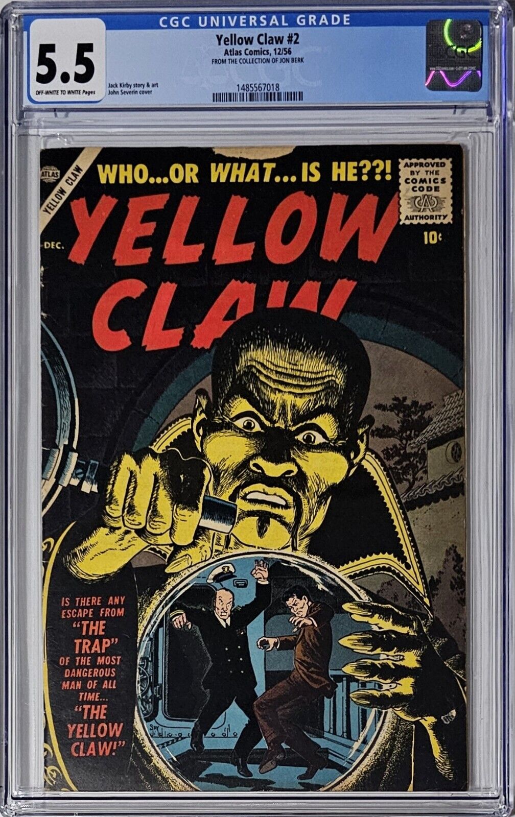Yellow Claw #2 CGC 5.5 Atlas Comics 1956 Jon Berk Collection Pre-Code Horror