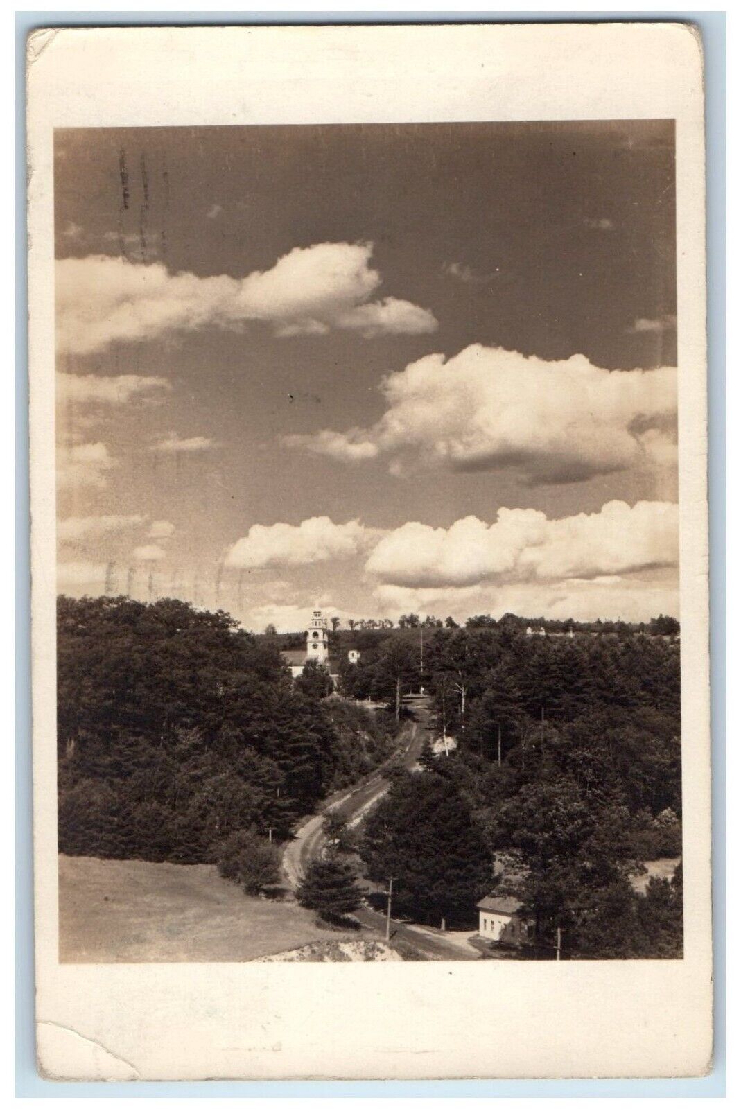 1937 Birds Eye View Peterborough New Hampshire NH RPPC Photo Posted Postcard