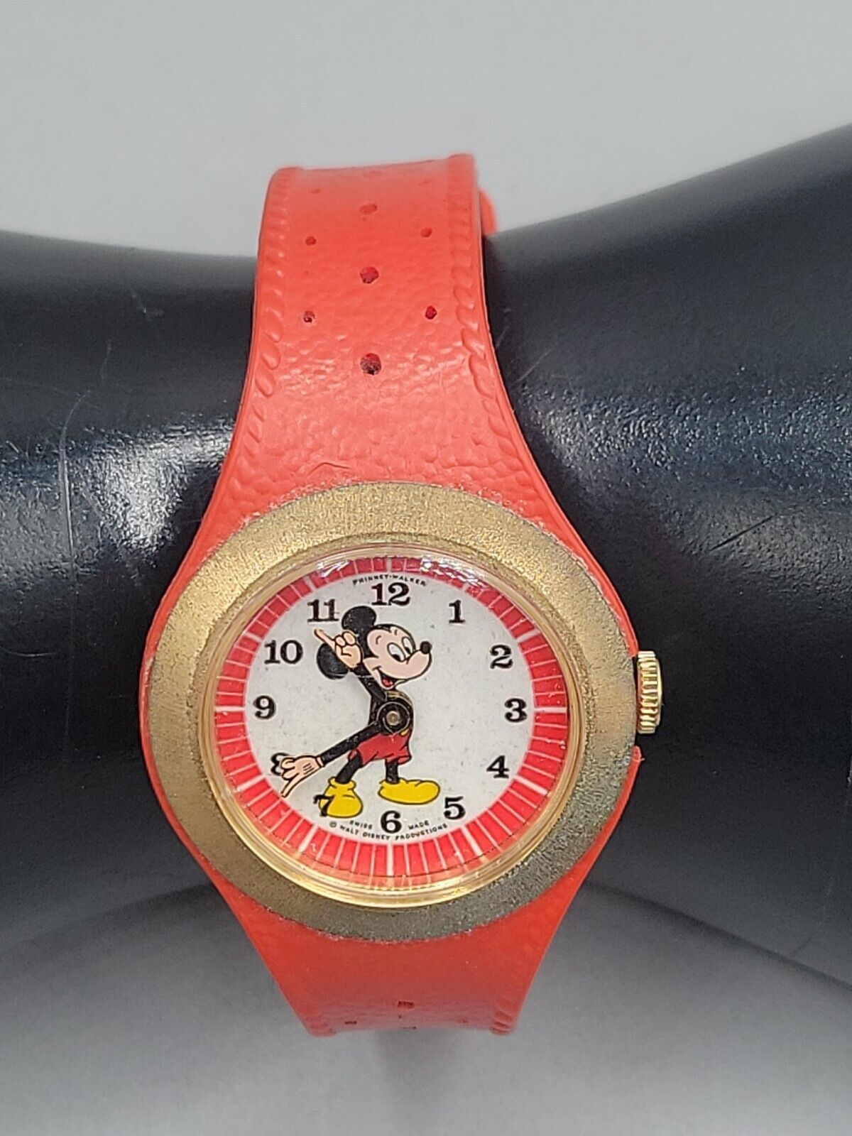 Vintage 1969 Phinney Walker Mickey Mouse Swiss Manual Wind Watch 7.5\