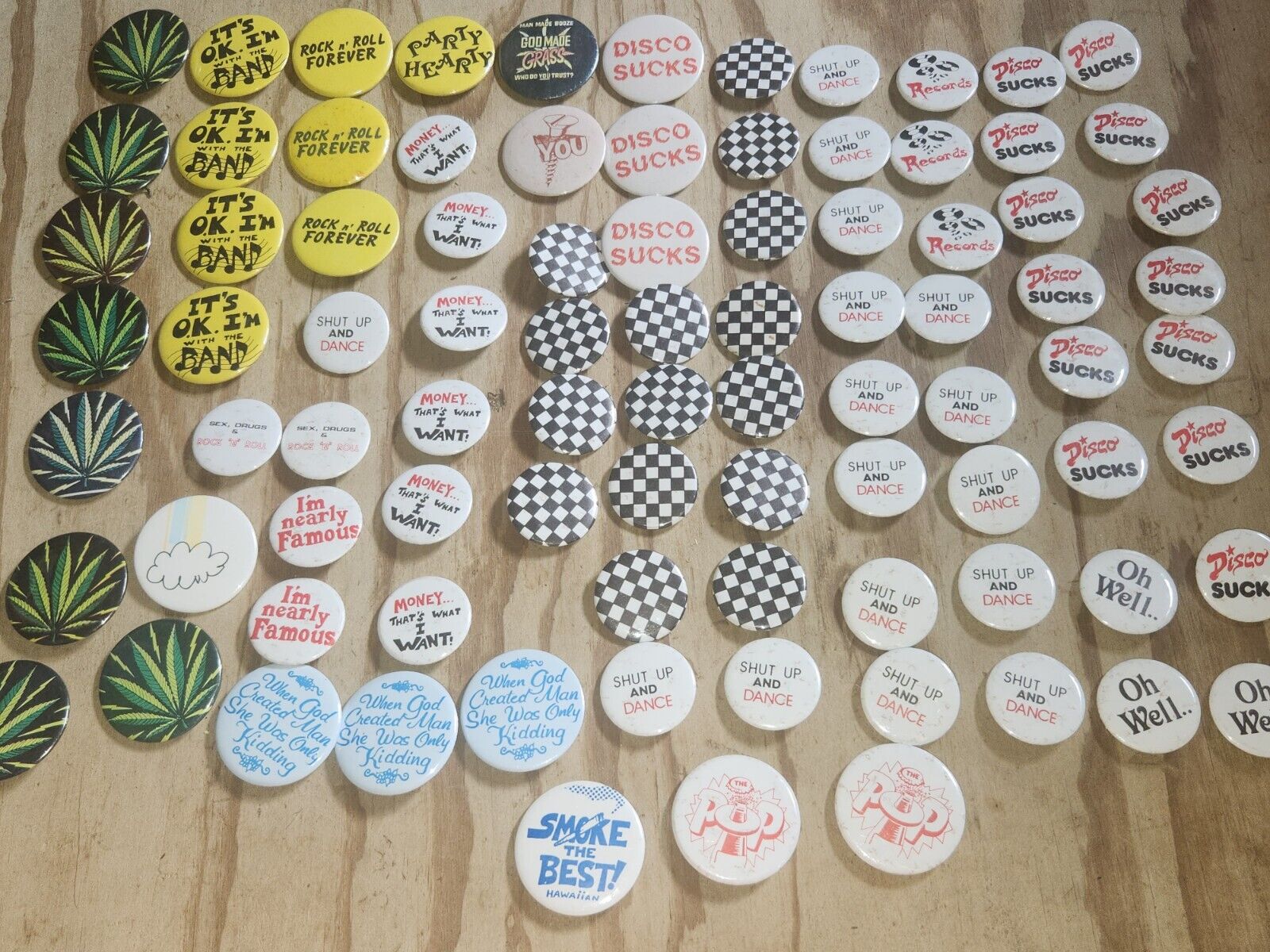 Huge Music Related 70s/80s Pins Disco Sucks new Old Stock 