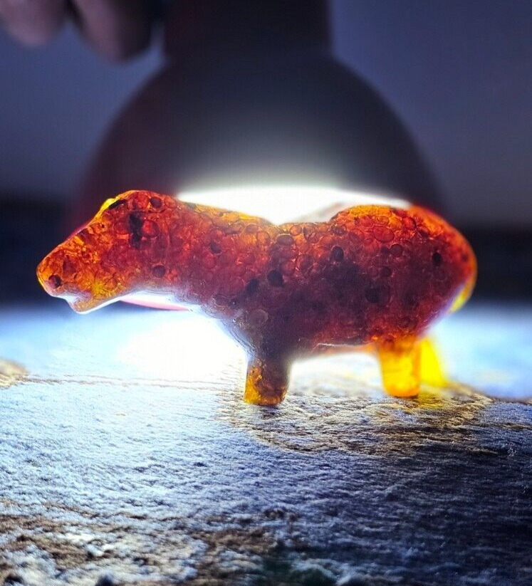 Unique hippopotamus depicted in ancient egypt from amber dust stone ,Magnificent