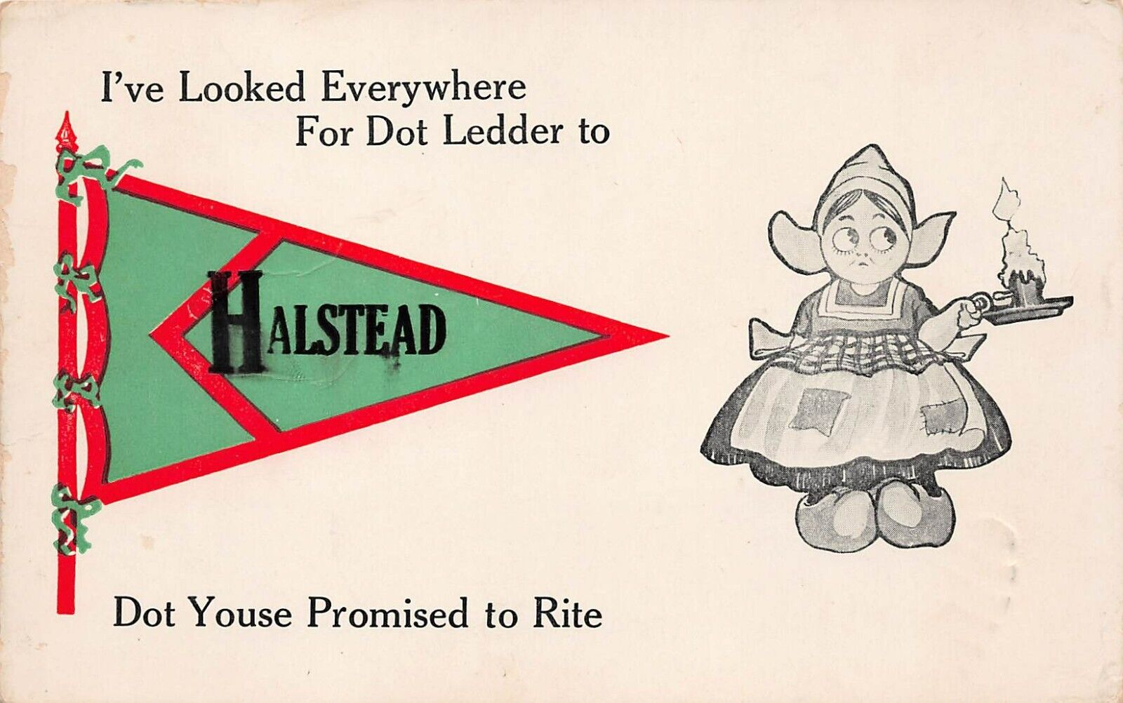Halstead KS Kansas Harvey County Pennant to James Hilliard Vtg Postcard V8