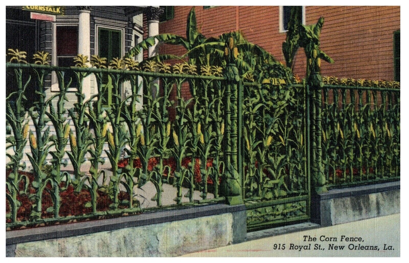New Orleans LA- Louisiana, The Corn Fence, Scenic, Vintage Linen Postcard