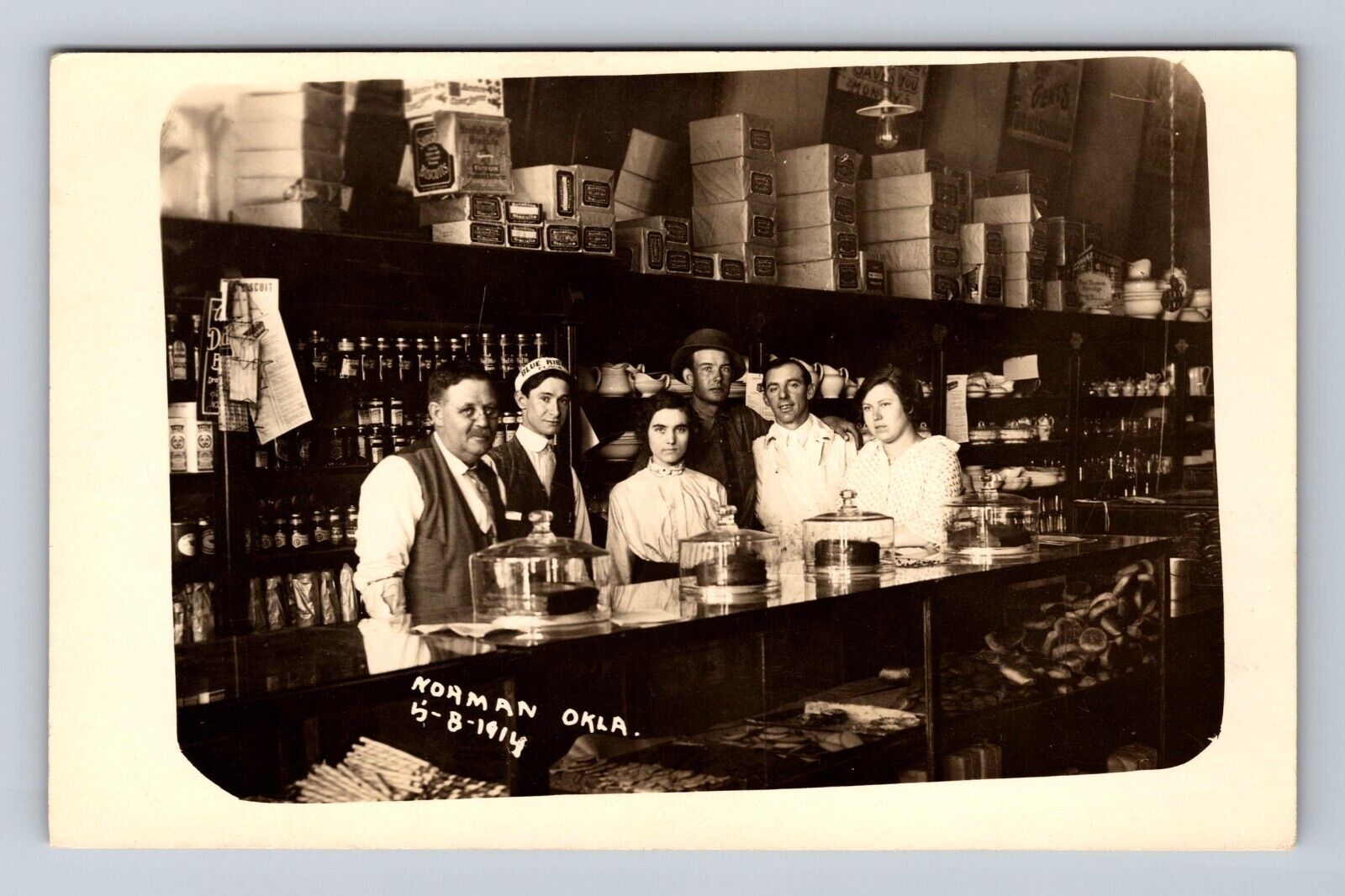 Norman OK-Oklahoma, RPPC: Interior General Store-Bakery, Vintage c1914 Postcard