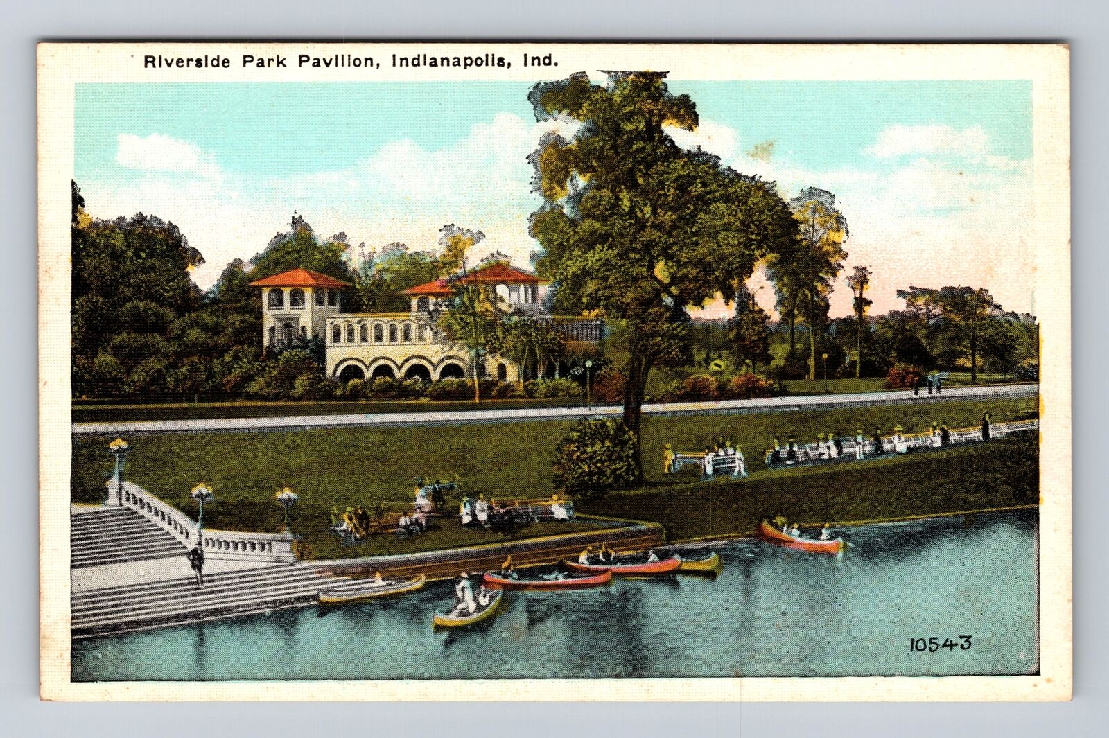 Indianapolis IN-Indiana, Riverside Park Pavilion, Antique, Vintage Postcard