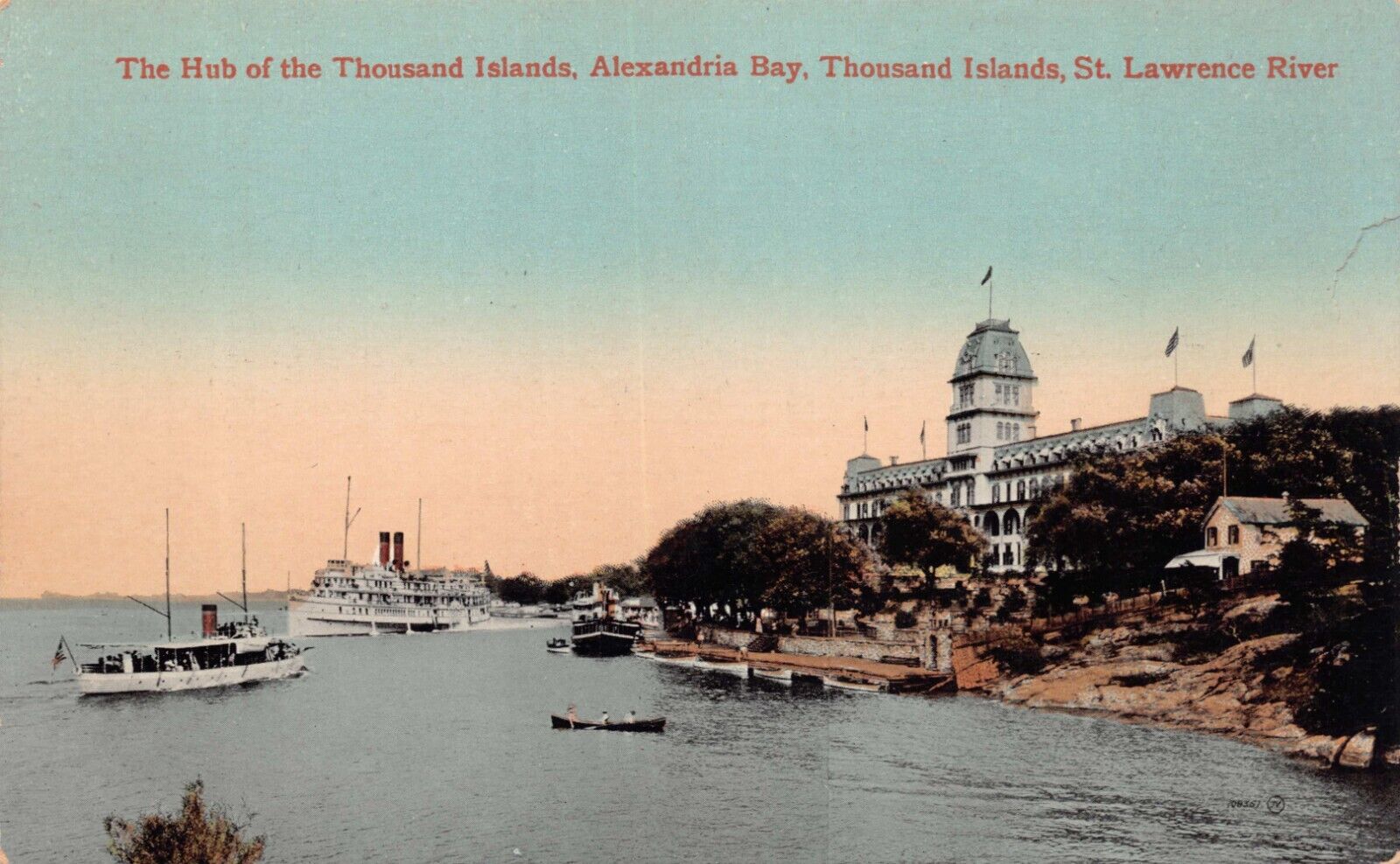 The Hub Of Thousand Islands Alexandria Bay St Lawrence River Vtg Postcard CP352