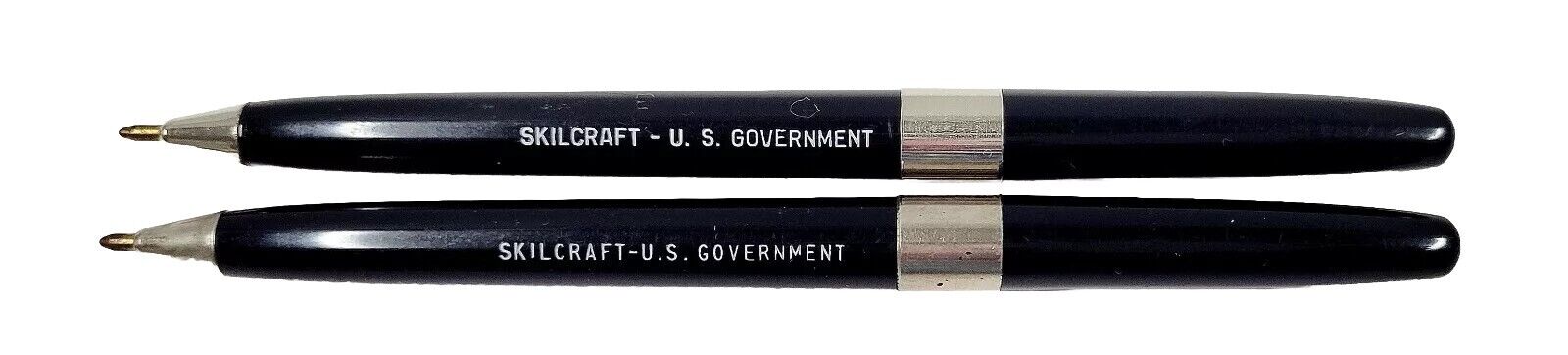 Vintage Skilcraft U.S. Government Ballpoint Pen Black/Chrome- Lot of 2