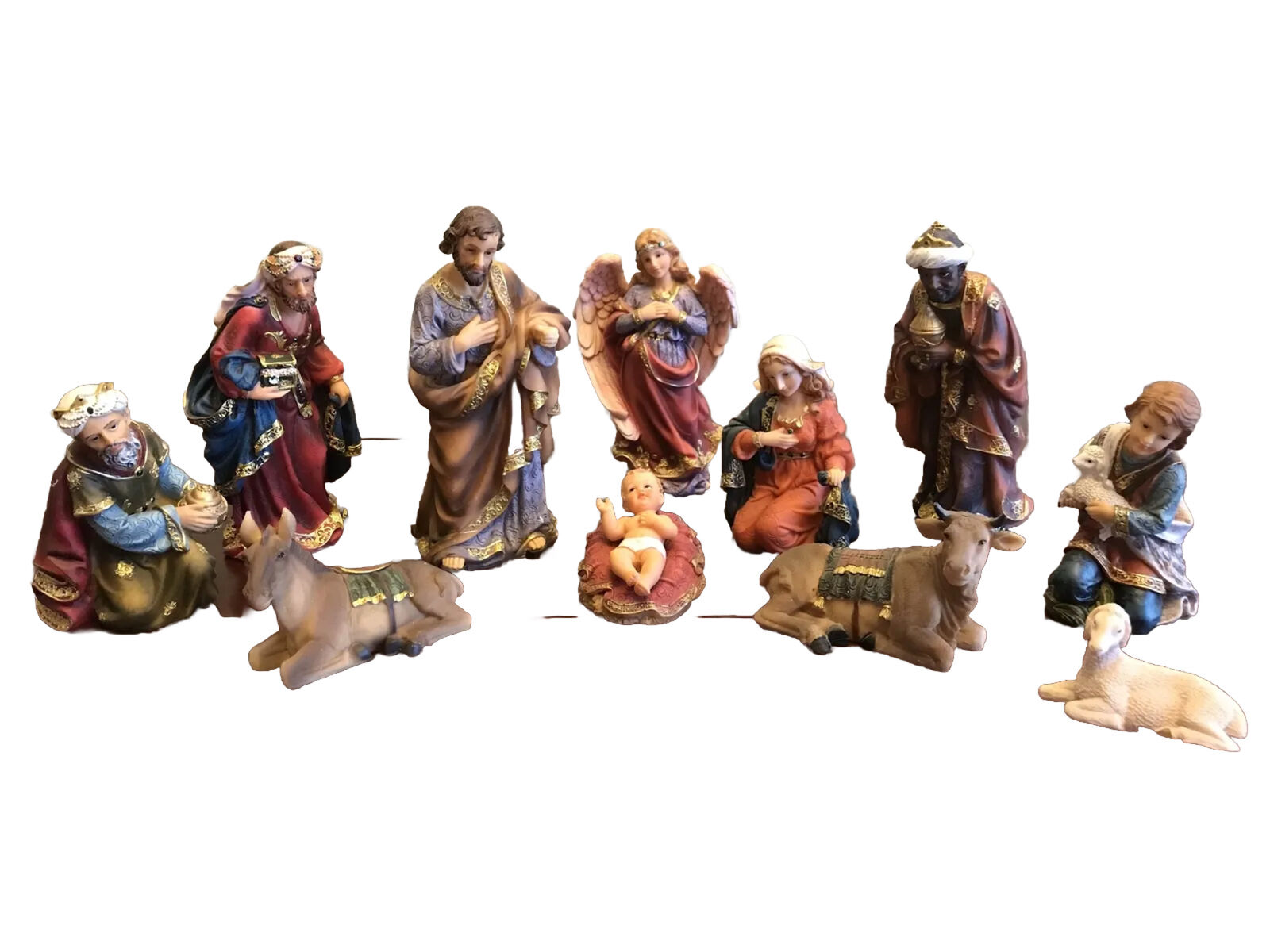 Luciana Collection Nativity Set Figures Italian Design Resin 8” Jesus Angel Mary
