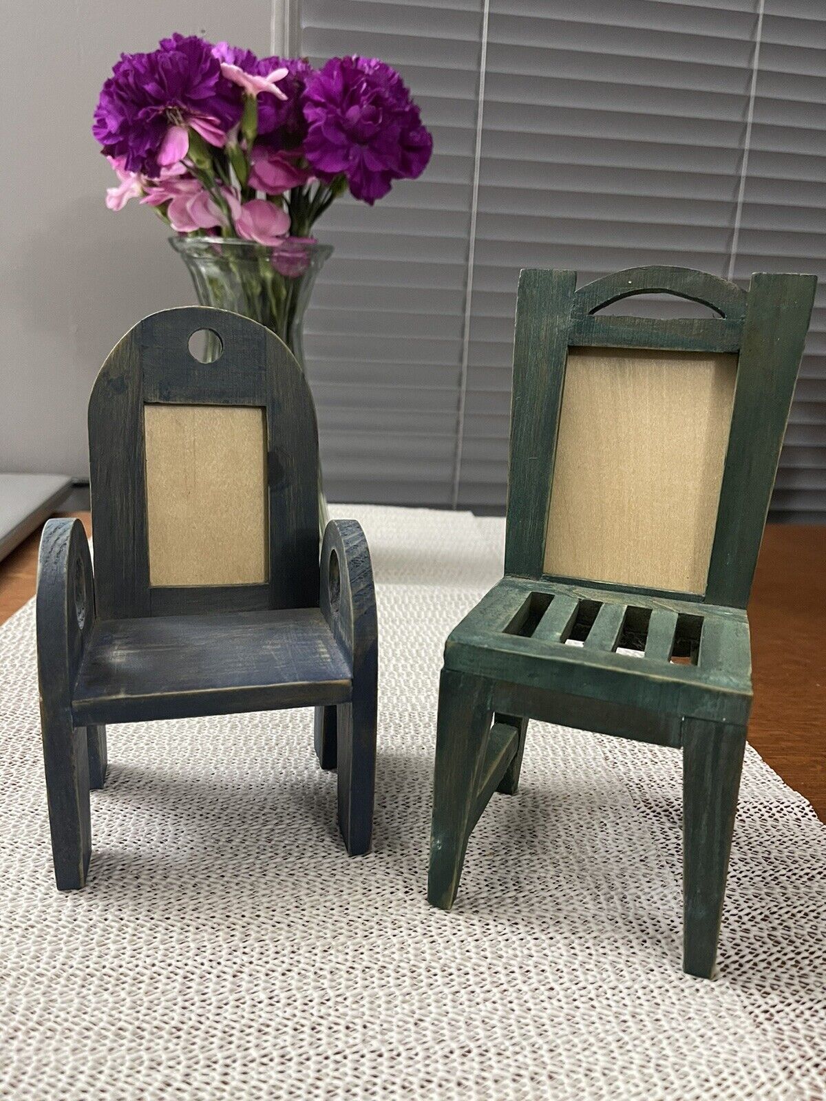 2 Vintage Inter craft Company mini Wooden picture frame chairs,