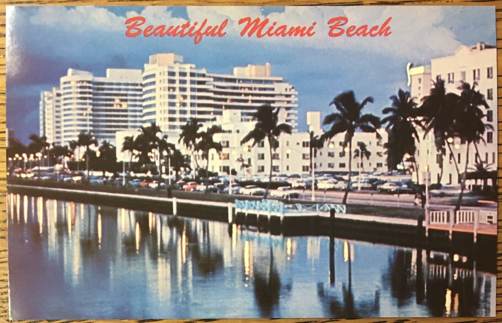 Beautiful Miami Beach Retro Postcard, Unposted Hotel Row, Indian Creek Card, FL