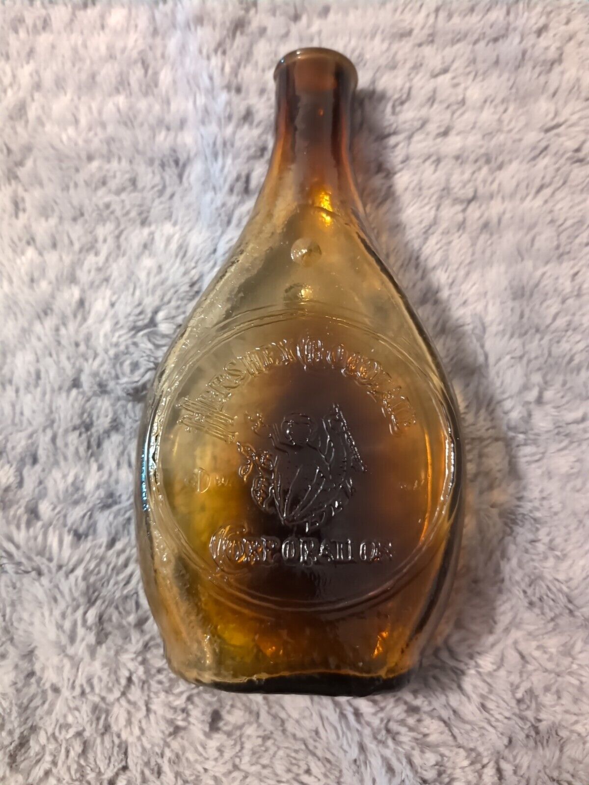 Vintage Hershey\'s Chocolate Corp. Glass Bottle Amber Embossed Glass 9.5\