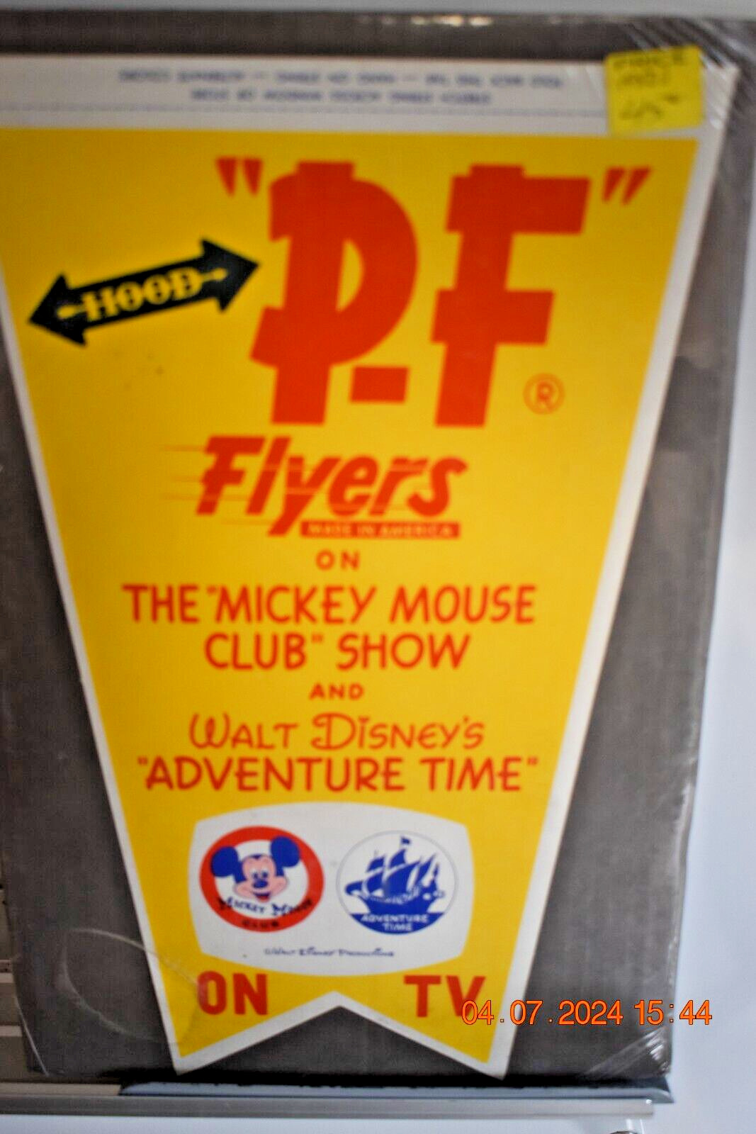 50s P-F Time is Here FLYERS Canvas Shoes MICKEY MOUSE CLUB Advertising Banner Y