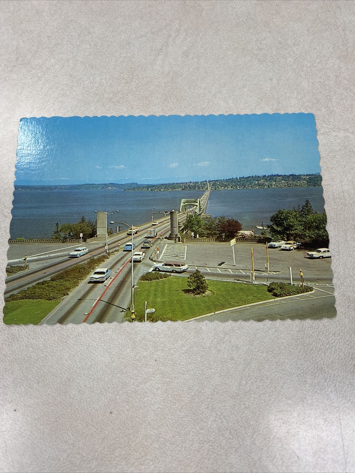 Washington WA Seattle Lake Floating Bridge Postcard Old Vintage Card View Postal