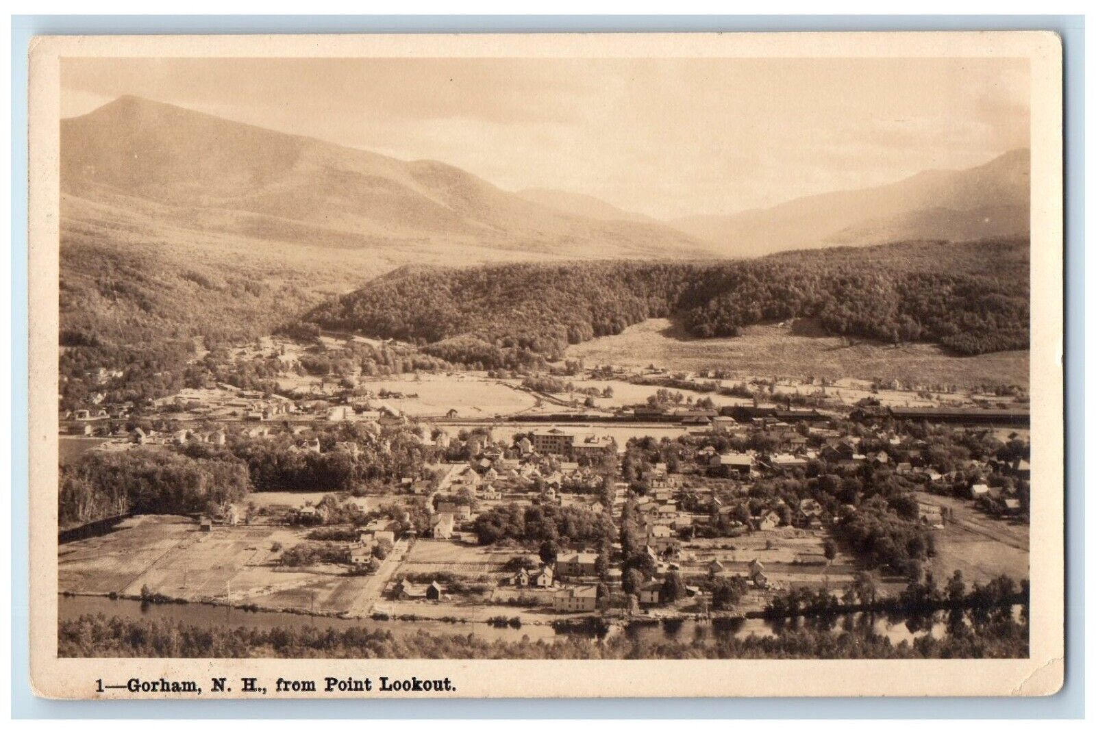 c1910's Gorham NH, Bird's Eye View From Point Lookout RPPC Photo Postcard
