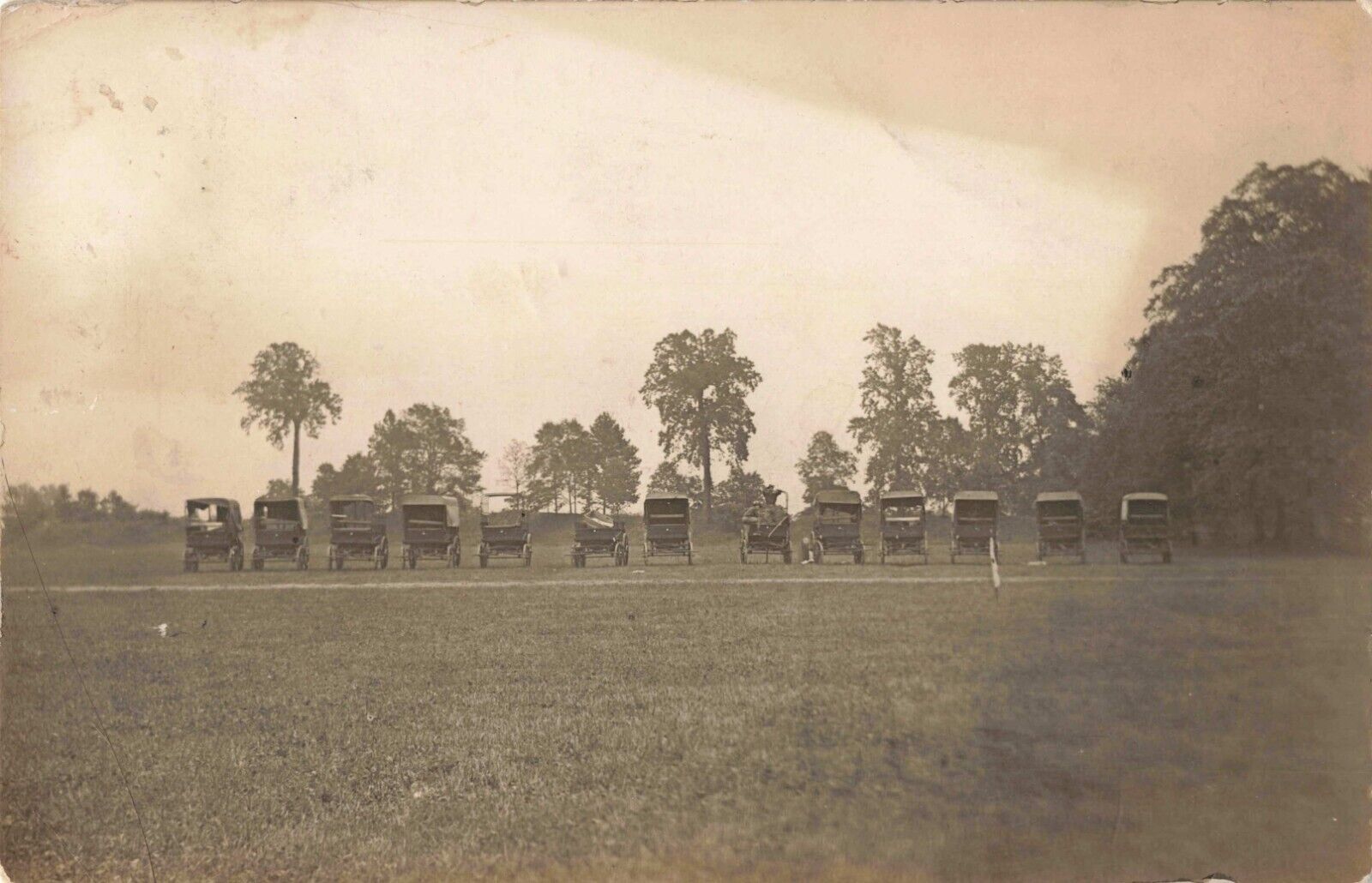 Old Cars Lined Up Fort Ancient Oregonia Ohio OH 1912 Real Photo RPPC