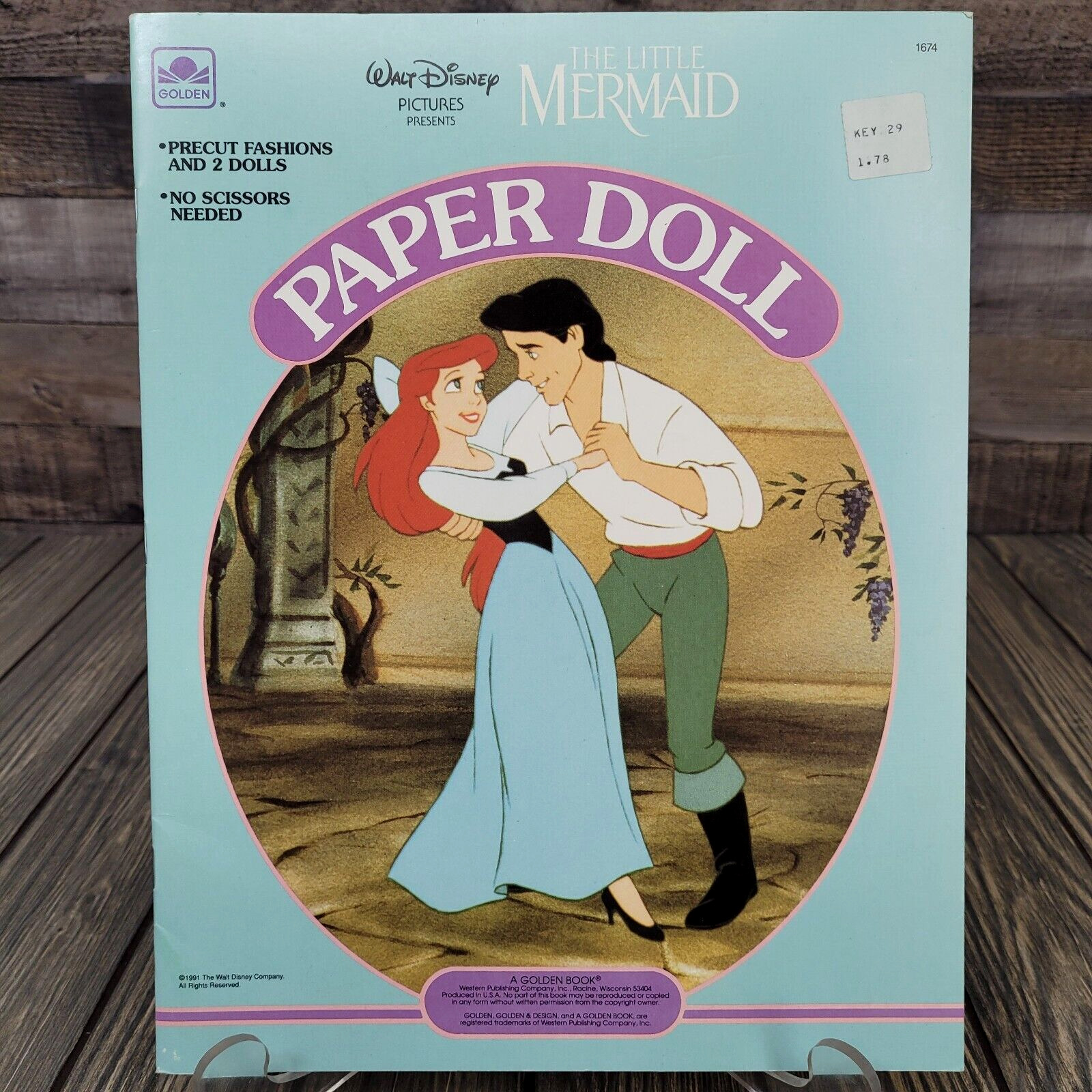 1991 The Little Mermaid Paper Doll Golden Book Uncut Vintage Ariel Walt Disney