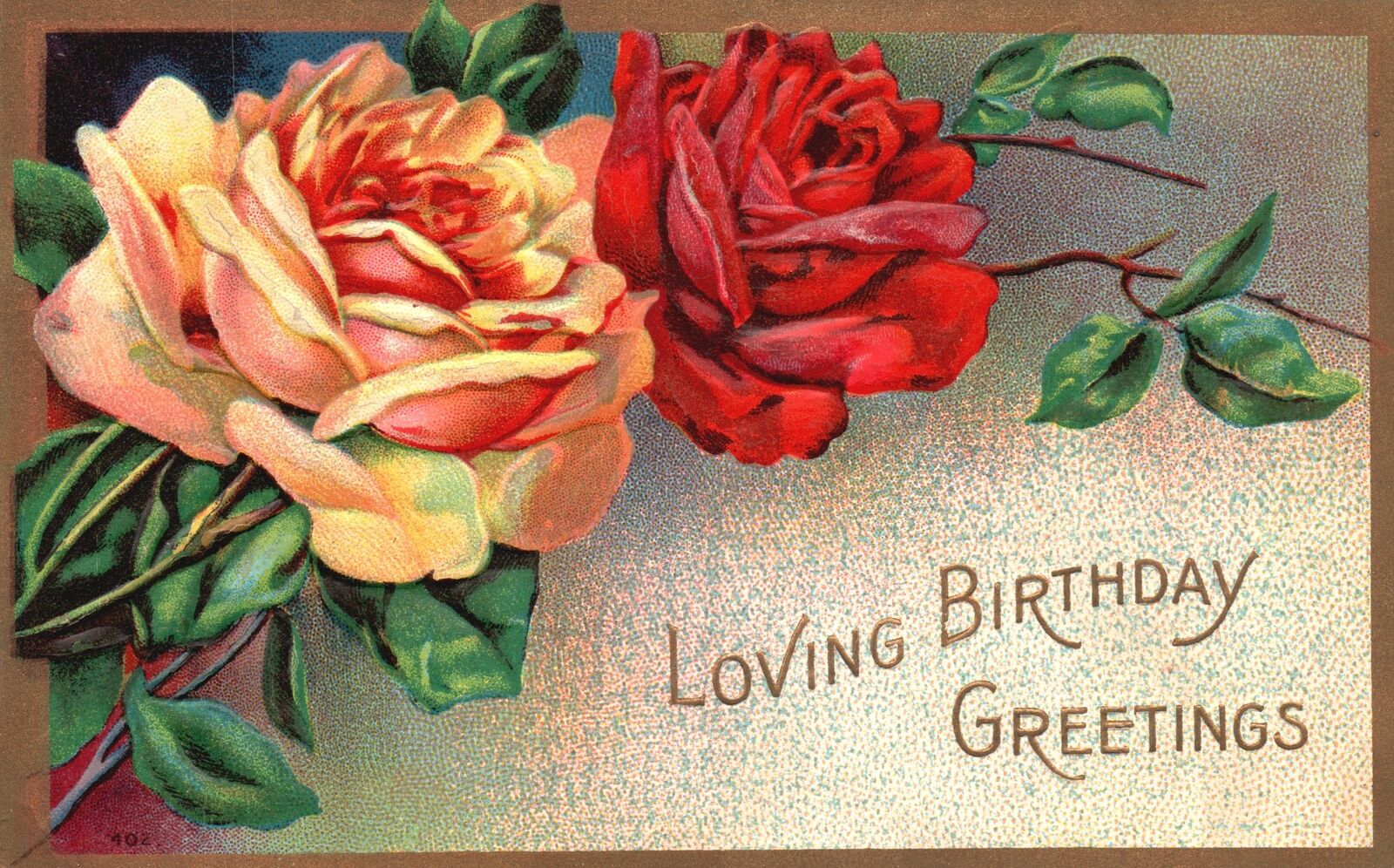 Vintage Postcard Loving Birthday Greetings Rose Flower Large Print Wishes Card