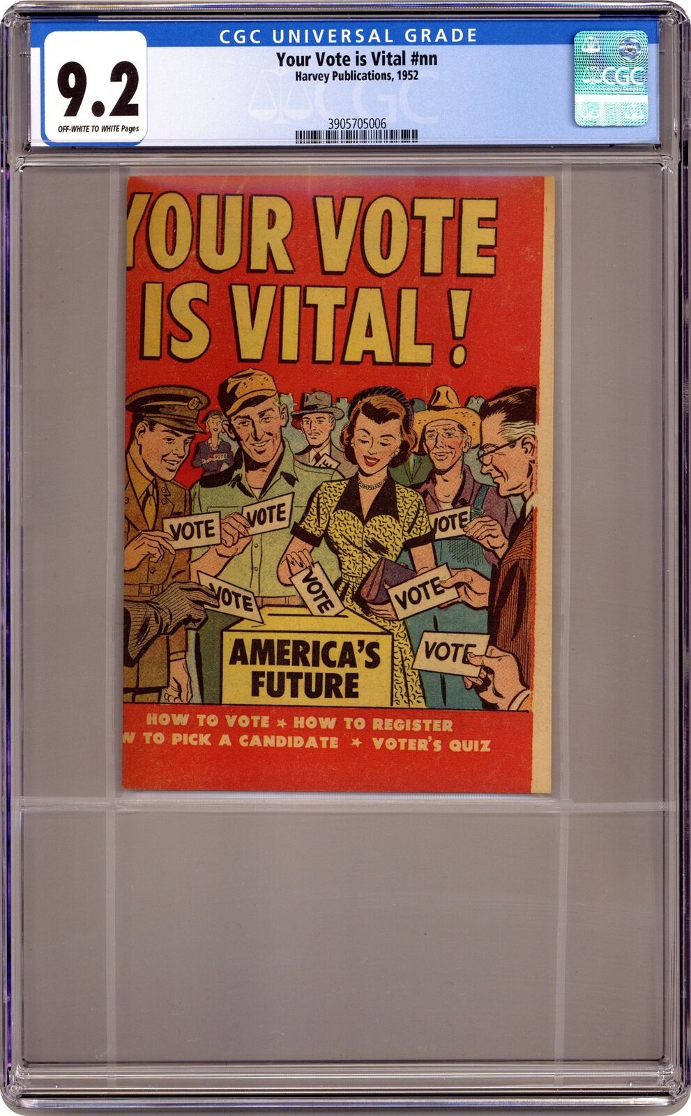 Your Vote Is Vital #0 CGC 9.2 1952 3905705006