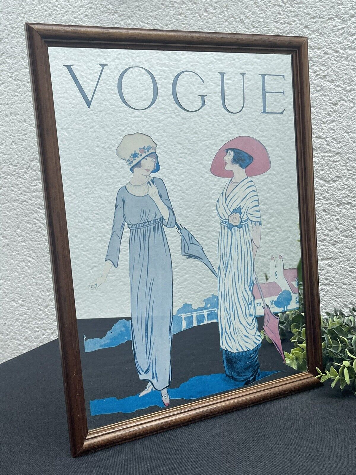 Antique Vintage Vogue Advertising Framed Mirror by Helen Dryden Art Deco Style