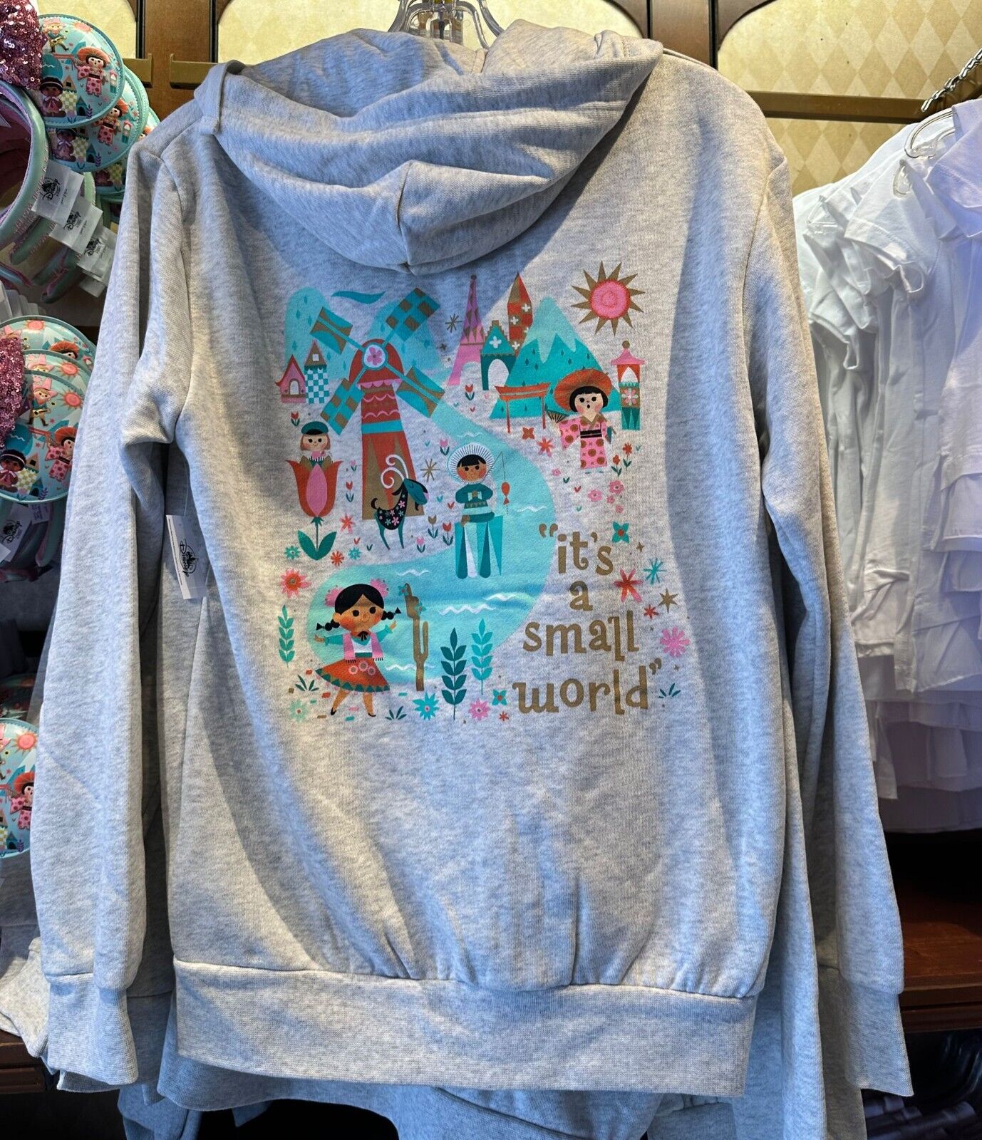 2024 Disney World Parks It?s A Small World Ride Zip Up Hoodie Adult Size L