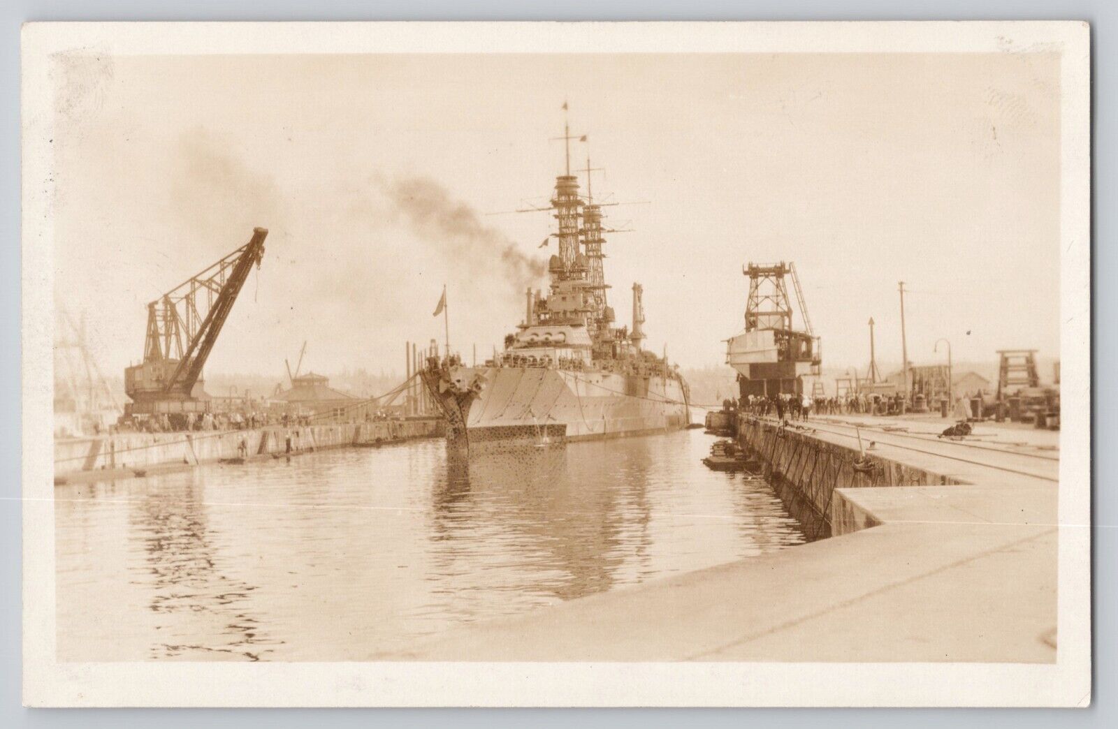RPPC WWI Era US Battleship Panama Canal Postcard