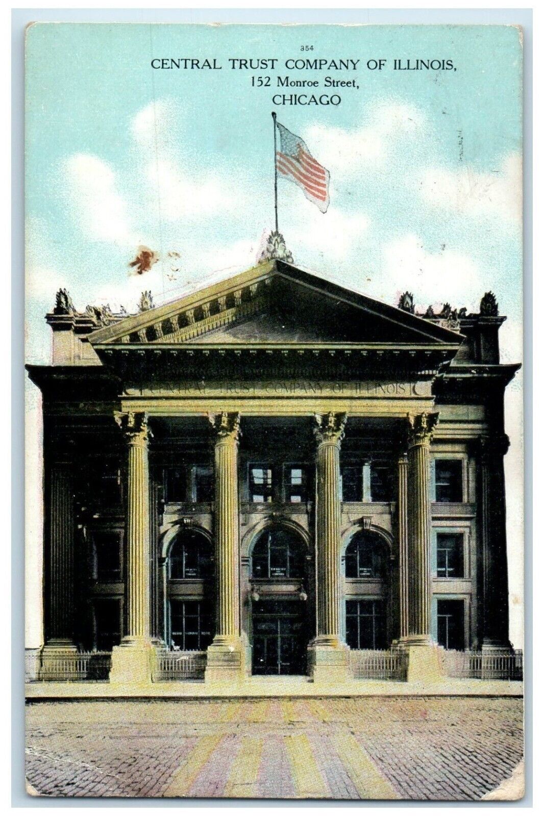1909 Central Trust Company Monroe Street Exterior View Chicago Illinois Postcard