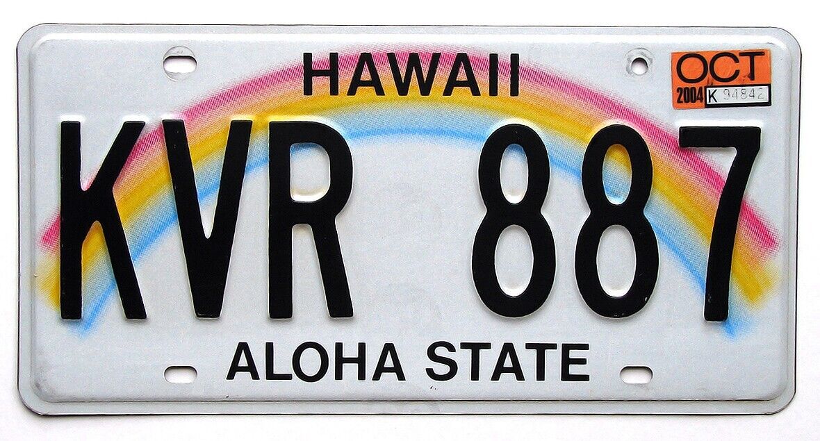 HAWAII License Plate Rainbow Aloha State  (RANDOM LETTERS/NUMBERS) **READ