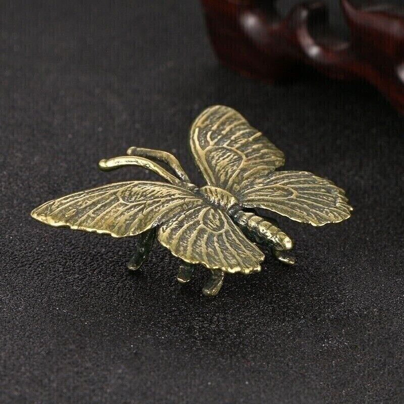 Vintage Solid Brass Butterfly Ornament, Antique Style Insect Decoration Study