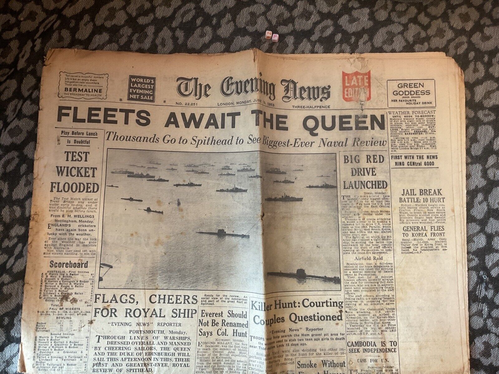 Historical Newspaper ,, 1953 , Navy Naval Interest ,the Evening Times