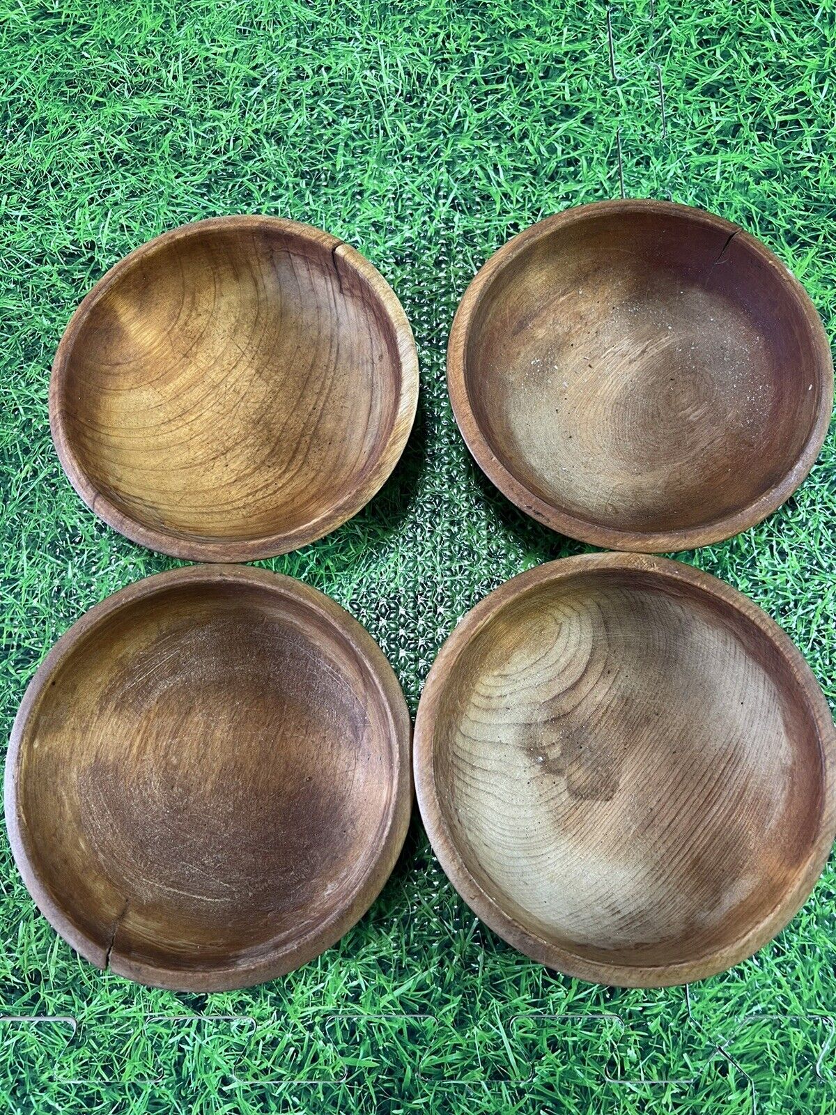 4 Vintage Woodpecker Woodware Wood Serving Bowl Made in Japan 6” wide