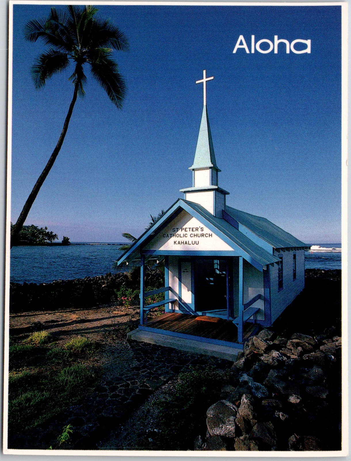 St Peter\'s Church Hawaii Kona Coast Big Island Picturesque View Vintage Postcard