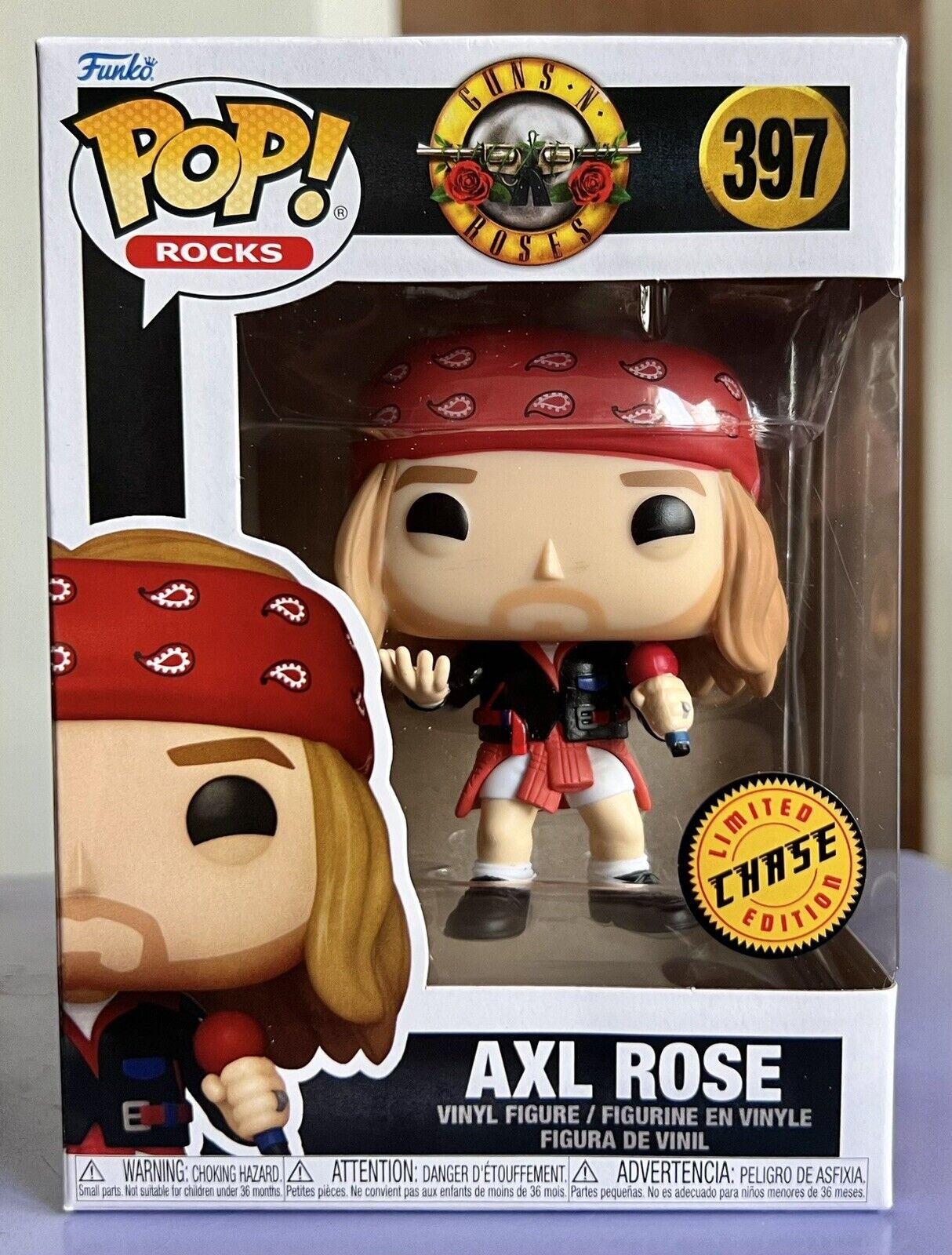 CHASE Funko Pop Rocks: AXL ROSE (Black Shirt) #397 Guns N Roses w/Protector