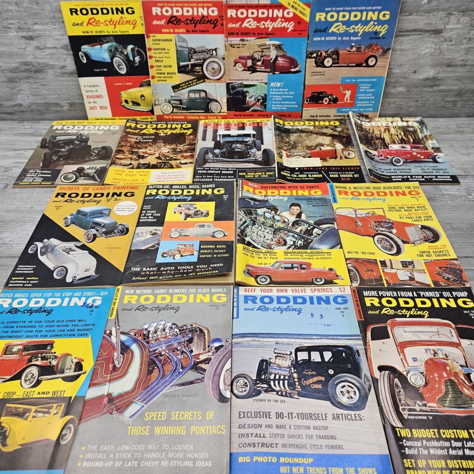 Rodding and Restyling Magazine Lot (17) Vtg 1950s 1960s Hot Rat Rod Custom Car