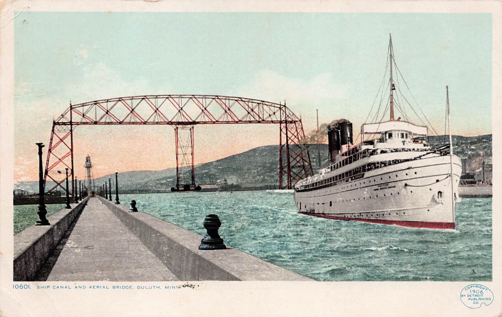 Duluth MN Minnesota Ship Canal Harbor Marquette MI Cancel Vtg Postcard C13