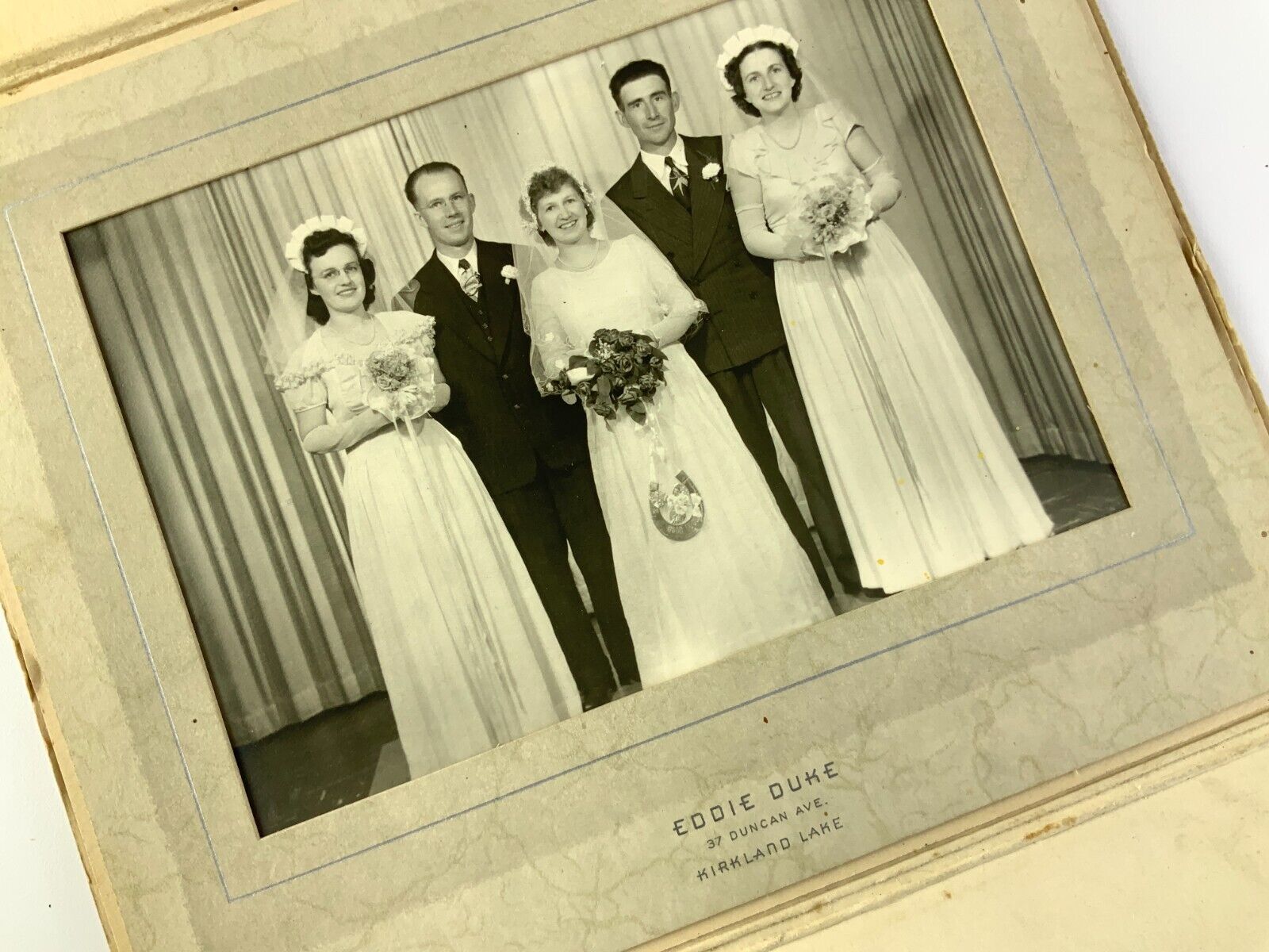 Vintage Photograph 1940s Wedding Group Portrait Eddie Duke Kirkland Lake GG834