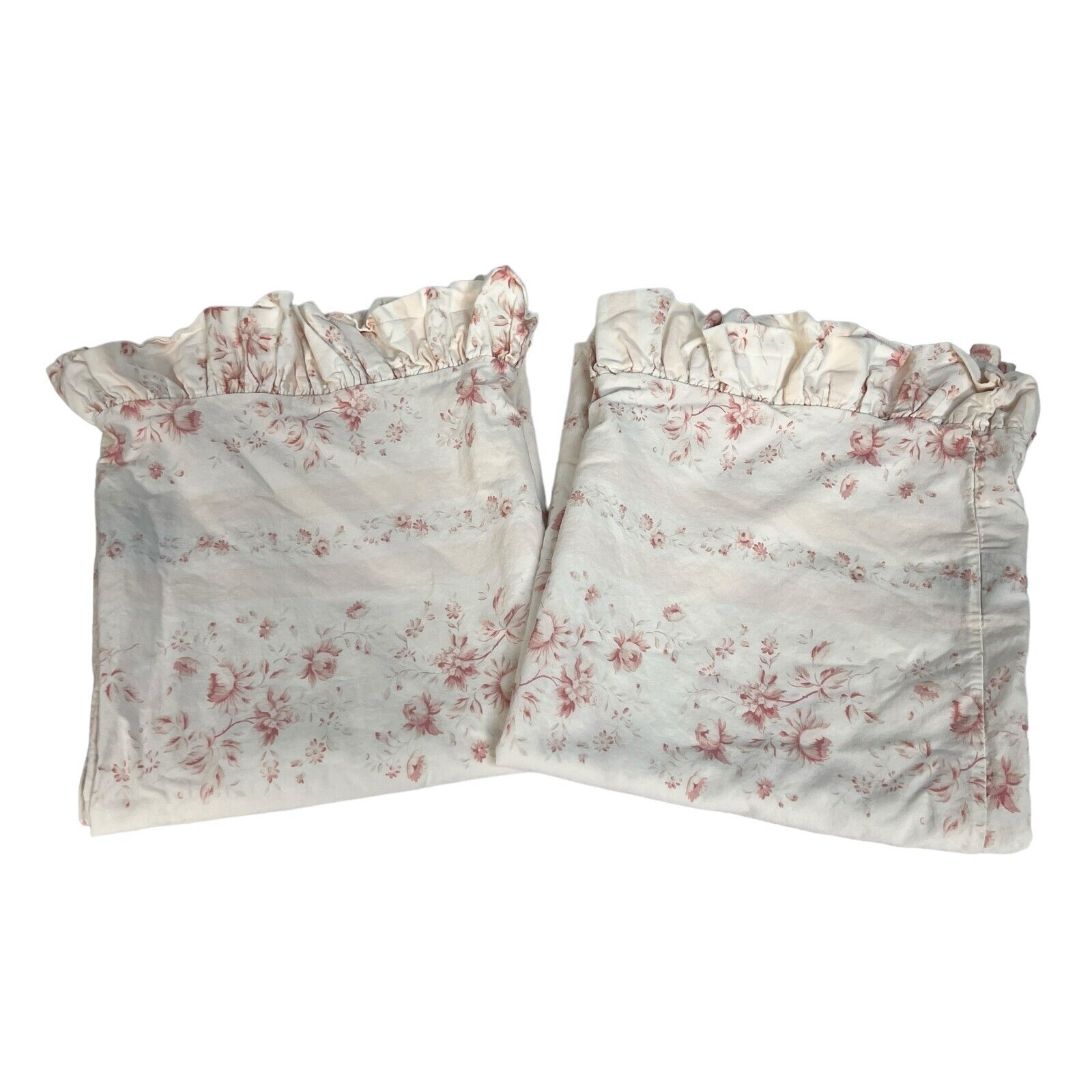 Vintage Lauren Ralph Lauren Heartland Stripes Pink Roses King Size Pillowcases