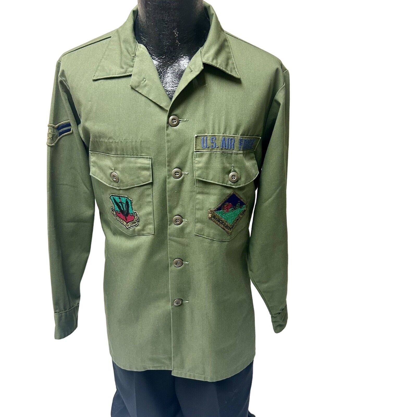 Vtg 70's Selma USAF 91st TACTICAL Reconnaissance Squadron Military UTILITY Shirt