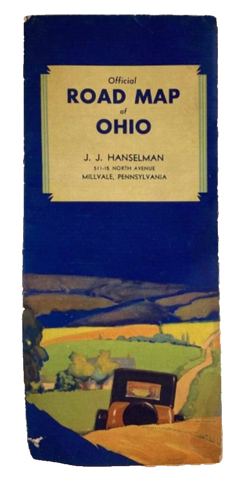 Vintage Ohio 1950s Road Map Man Cave Garage Man Cave Good Year Tires Wall Decor