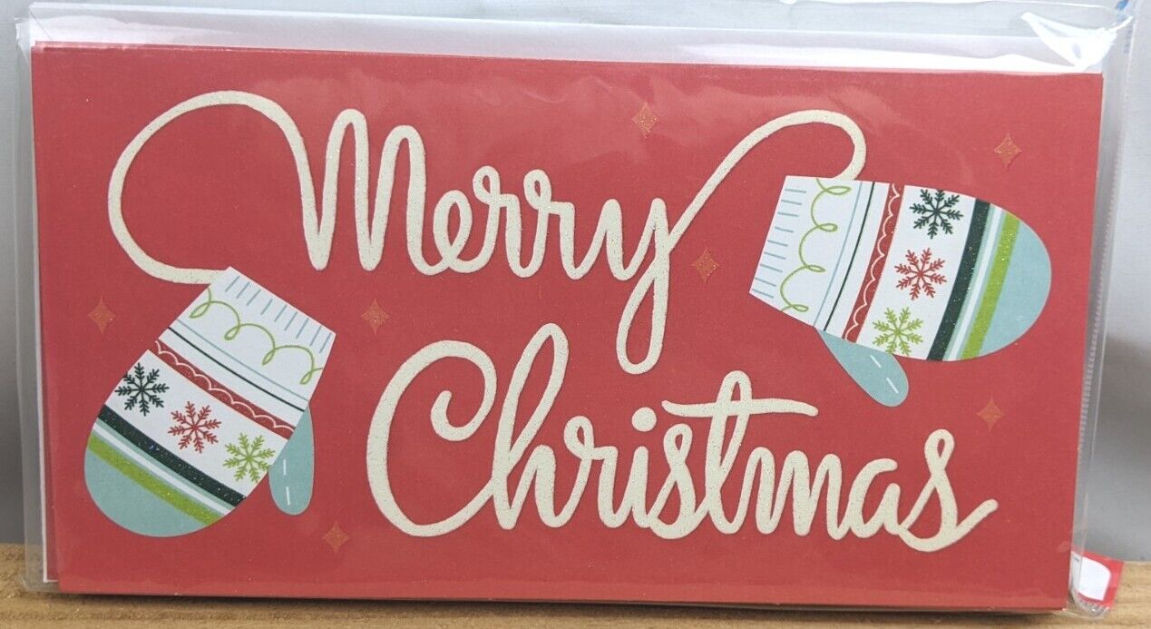 NEW (10) Hallmark Merry Christmas Mittens Cards Money Holder Gift Card Envelopes