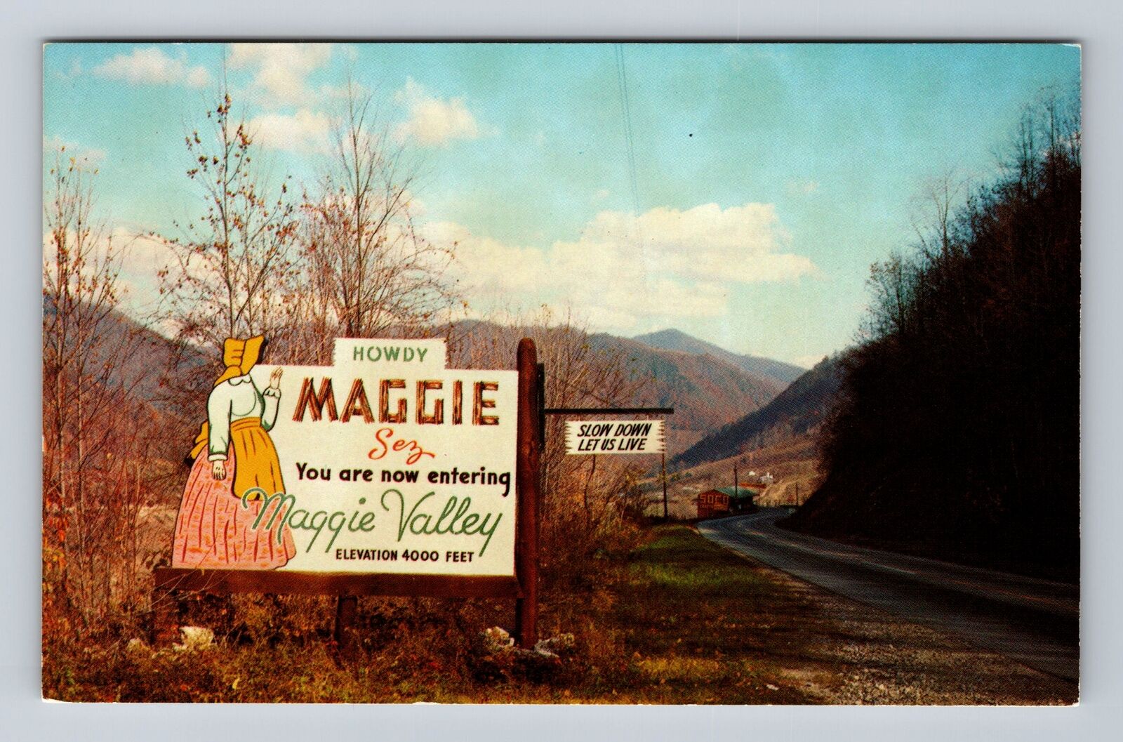 Maggie Valley NC-North Carolina, Welcome Sign to Valley, Vintage Postcard