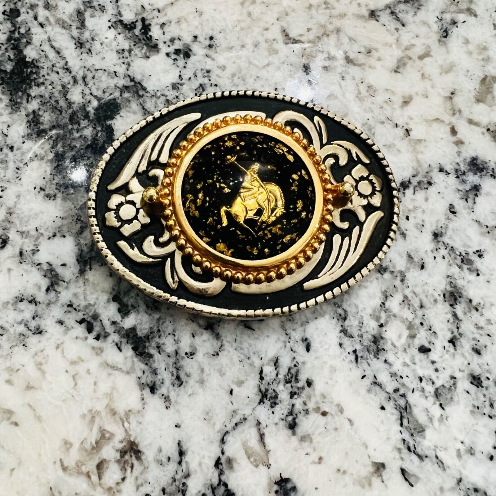 Vintage Bucking Bronco Horse Oval Belt Buckle Made in USA