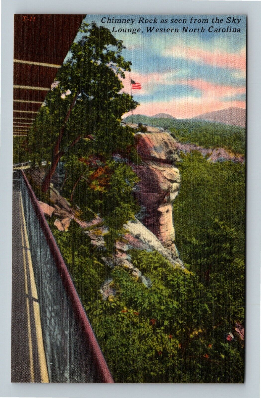 Chimney Rock Seen From Sky Lounge, Western NC-North Carolina Vintage Postcard