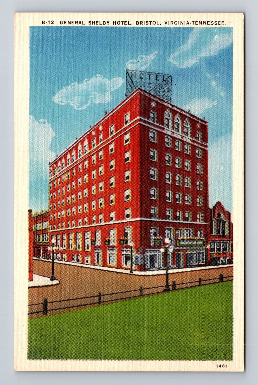 Bristol TN-Tennessee, General Shelby Hotel, Antique Souvenir Vintage Postcard