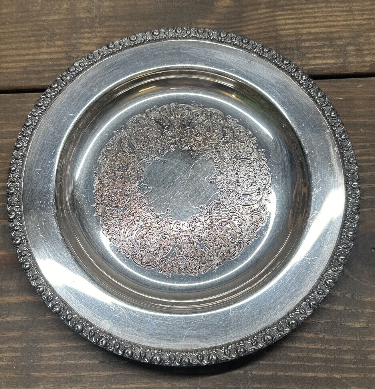 Vintage Gotham Silver on Copper Round Tray/Plate 9.5” New York, 1920-1950 #19R