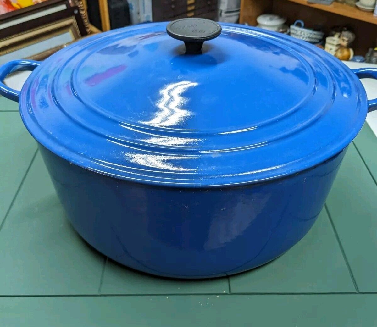 Vintage Le Creuset Size K Dutch Oven Colbalt Blue Large Rare FRANCE