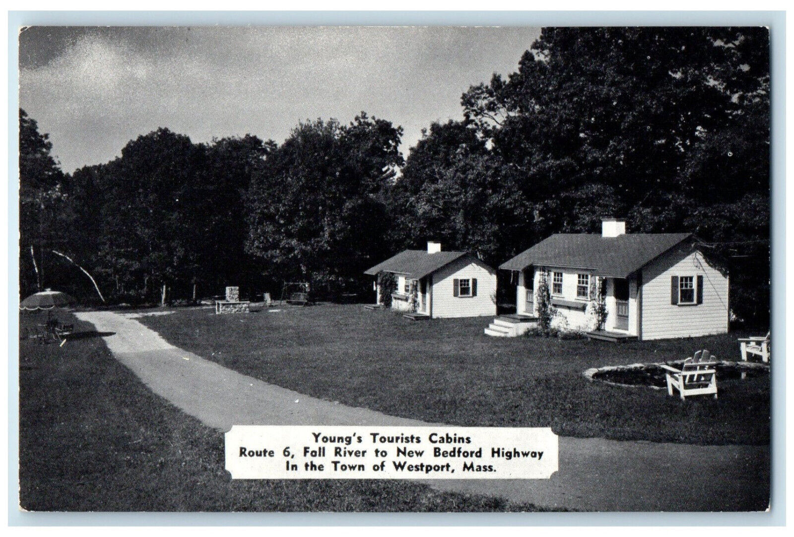 c1950's Young's Tourists Cabins Fall River Westport Massachusetts MA Postcard