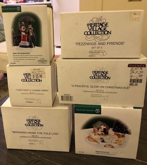 Department 56 Dickens Village Heritage Village Collection- LOT OF 18 Accessories